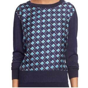 Diane Von furstenberg Orla crewneck navy blue   silk Sz medium